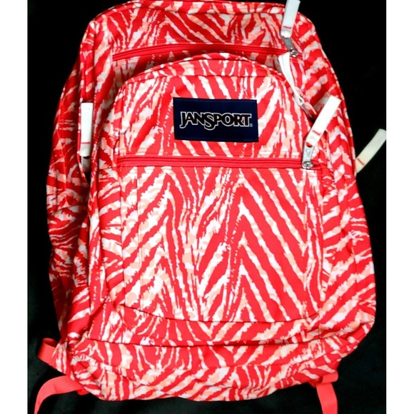 Jansport Teen Adult 17.5" Backpack WILD AT HEART Red White Zebra Stripes VGC! - Picture 15 of 15